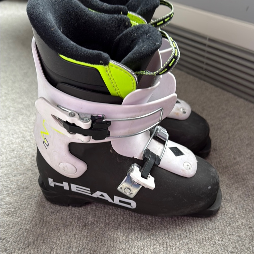 Head Black and White Ski Boots with Neon Accents